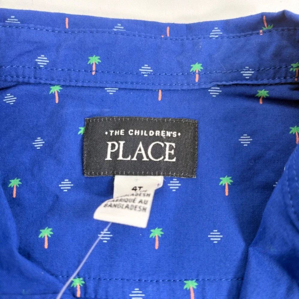 The Childrens Place 2 pc Bundle Blue White Sailboat Vest Palm Tree Shirt 4T NWT